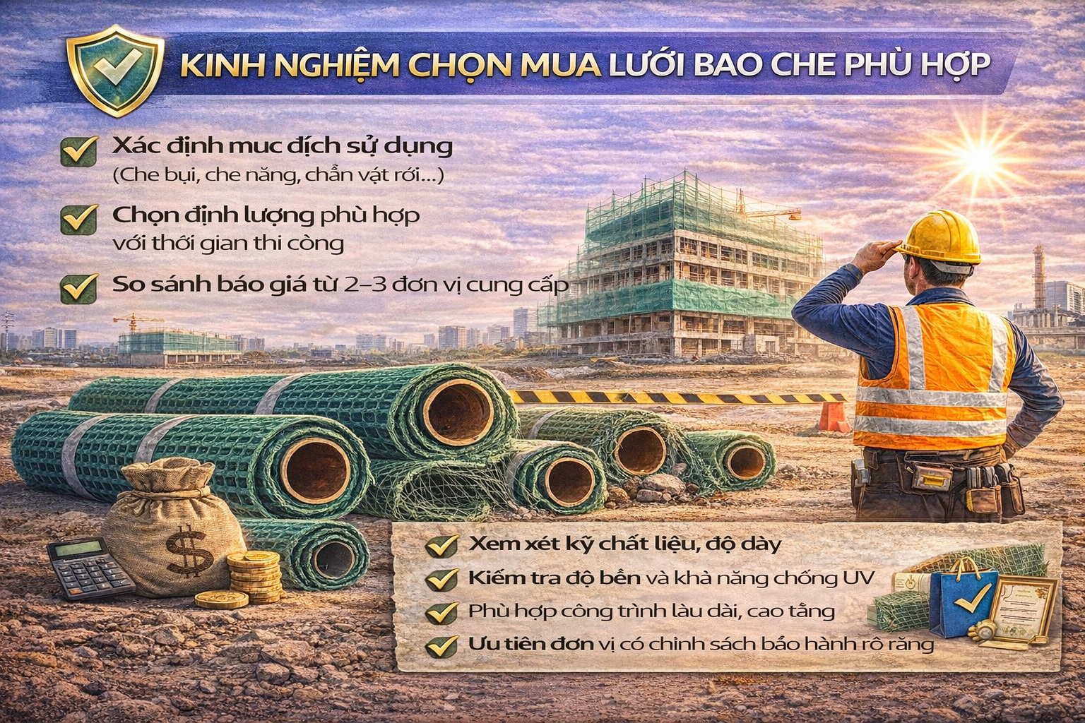 Kinh nghiệm chọn mua lưới bao che phù hợp