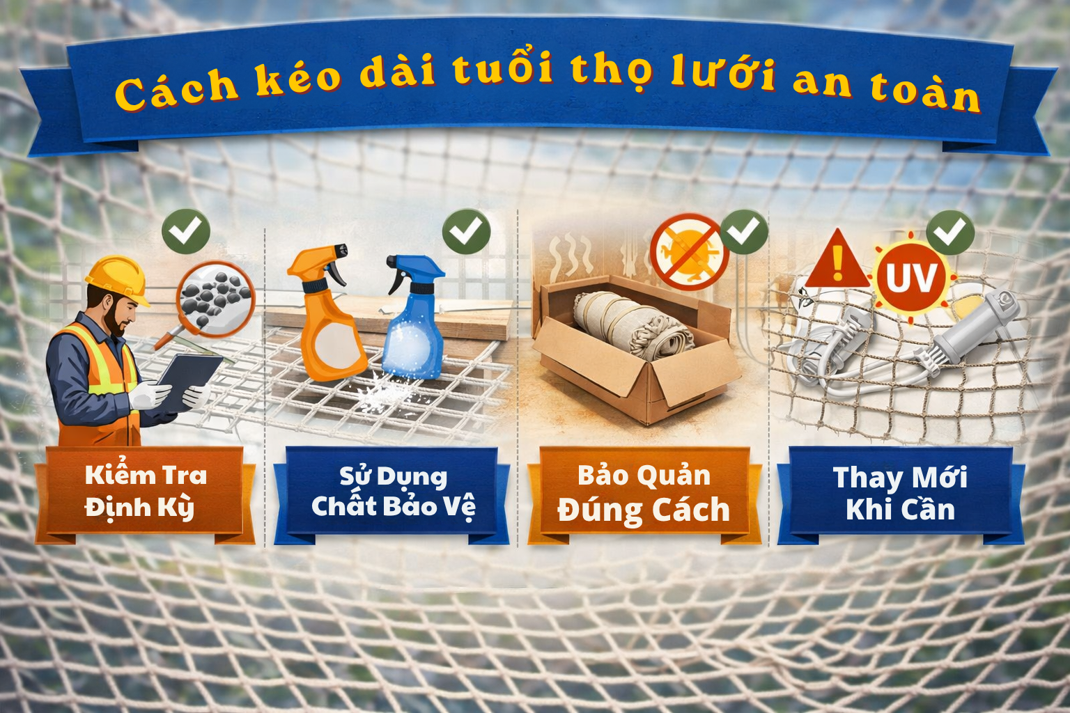 m bên Lưới Tiến PhátCách kéo dài tuổi thọ lưới an toàn