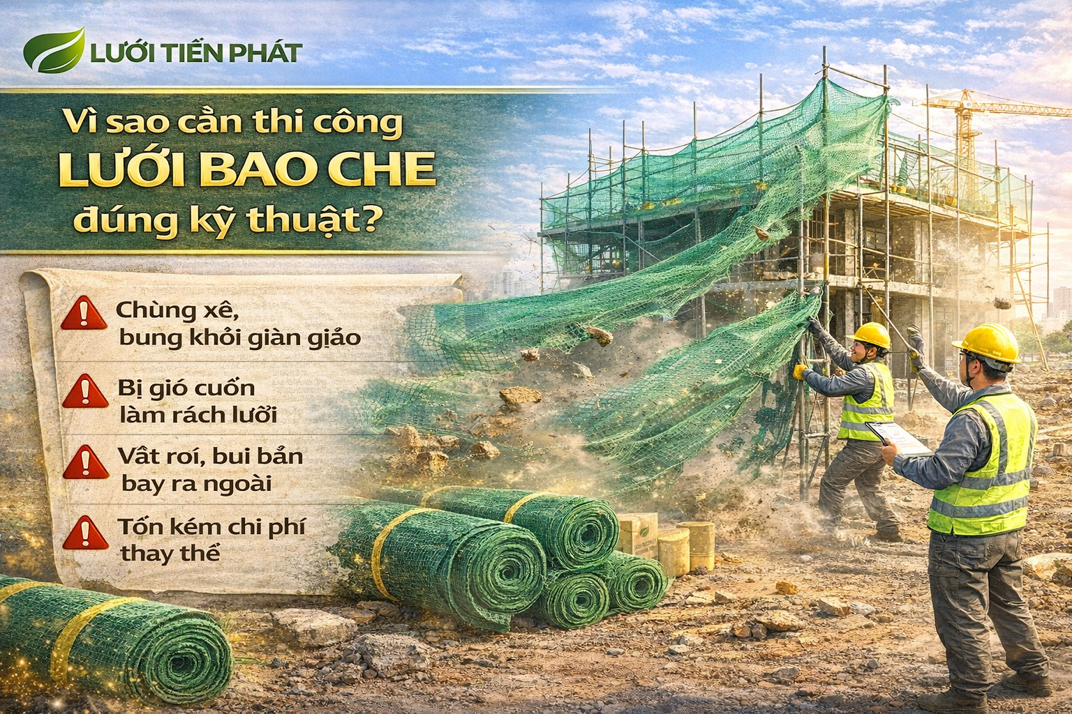 Vì sao cần thi công lưới bao che đúng kỹ thuật?