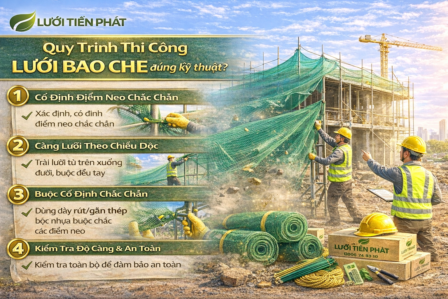 Quy trình thi công lưới bao che