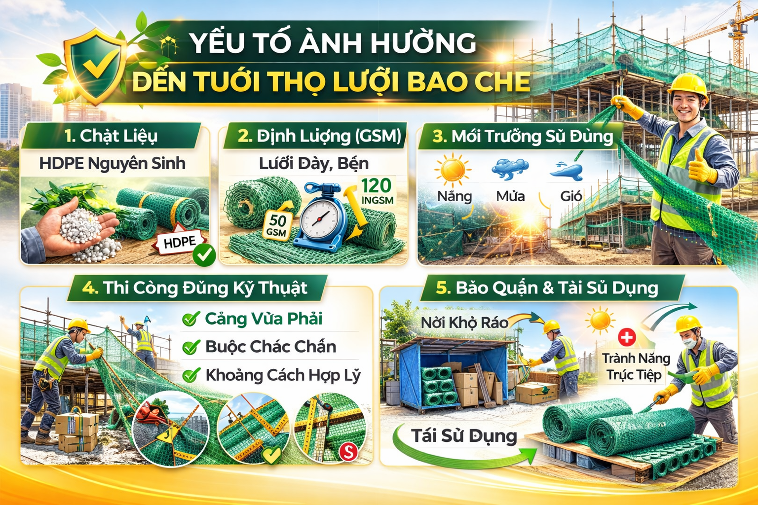 Yếu Tố Ảnh Hưởng Tuổi Thọ Lưới Bao Che