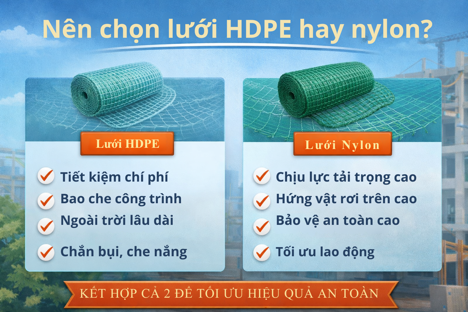 Nên chọn lưới HDPE hay nylon?