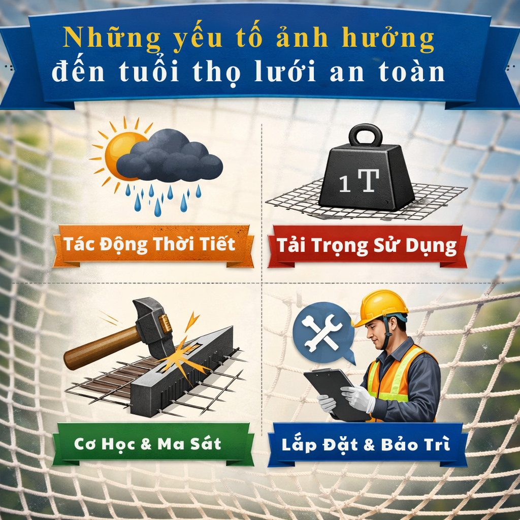 Những yếu tố ảnh hưởng đến tuổi thọ lưới an toàn