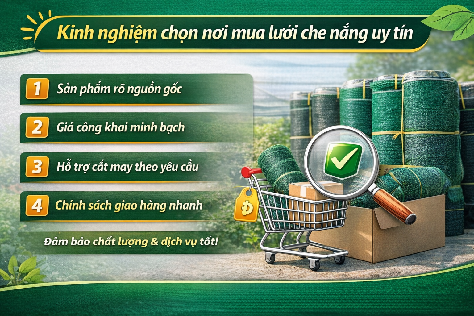 Kinh nghiệm chọn nơi mua lưới che nắng uy tín